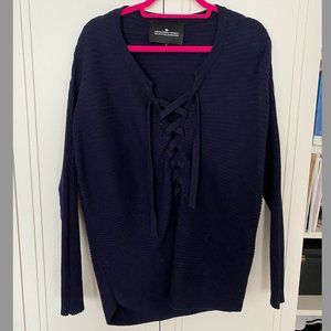 Designers Remix Charlotte Eskildsen Navy Lace Up Sweater